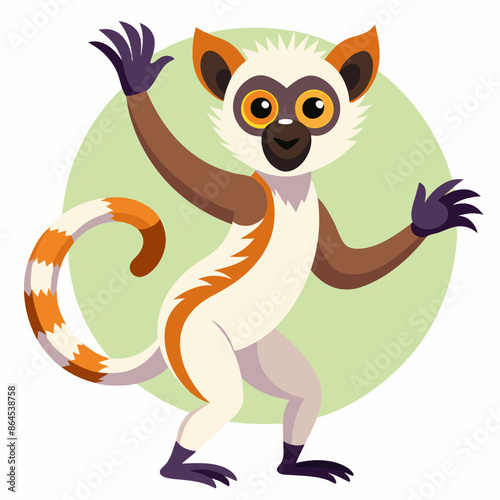 Dancing Lemur in its Natural Environment: A Captivating Look at Wildlife in Vector Illustration
