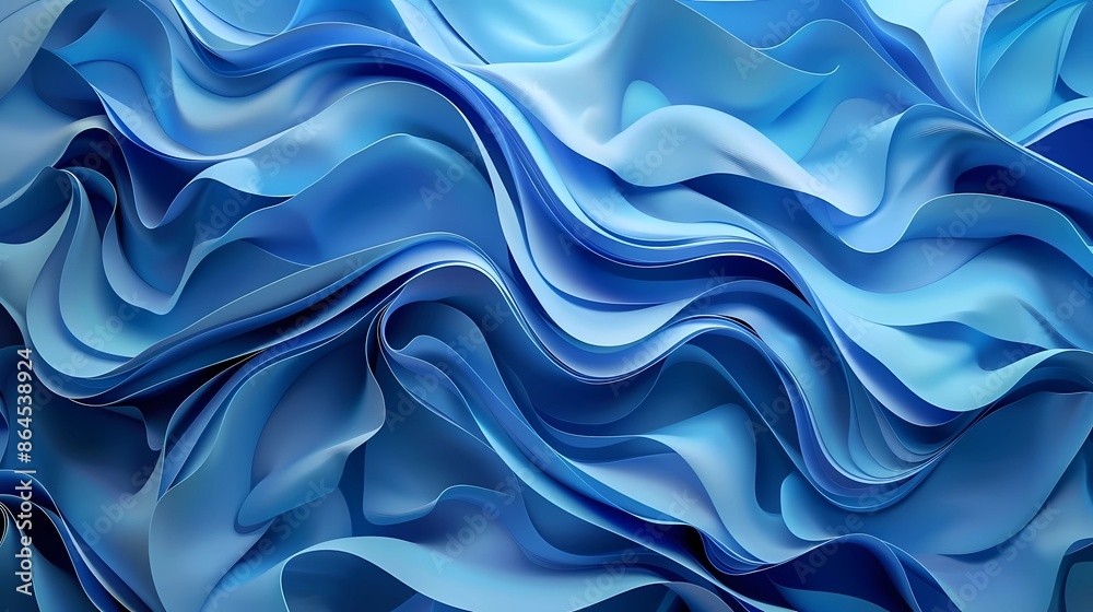 Fototapeta premium Abstract Minimalist Light Blue Flowing Smooth Wavy Lines Pattern, Elegant and Stylish Background