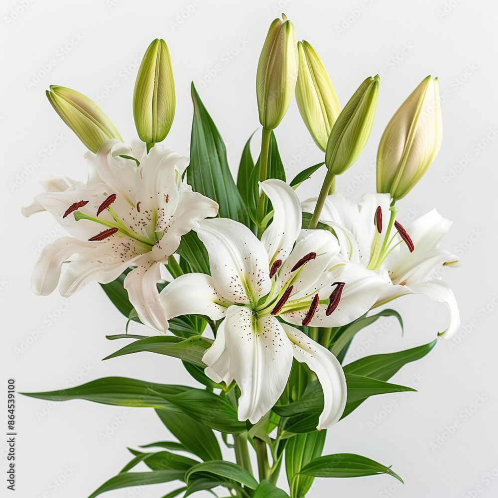 Bouquet of white lilies on a white background Bouquet of white lilies on a white background