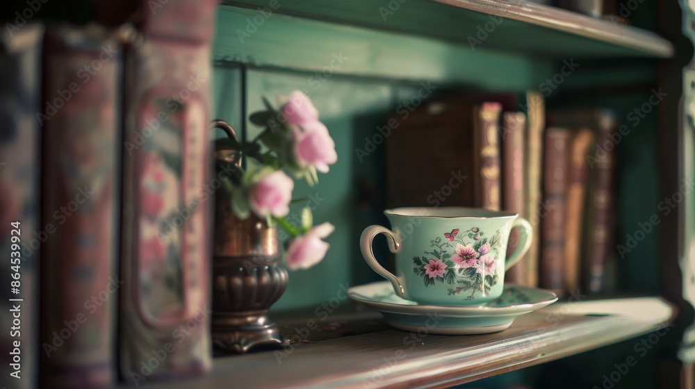 An Image of a Tea Cup On Shelf An Image of a Tea Cup On Shelf