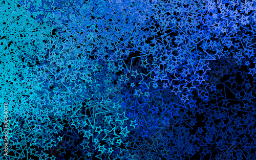 Dark BLUE vector pattern with christmas stars.