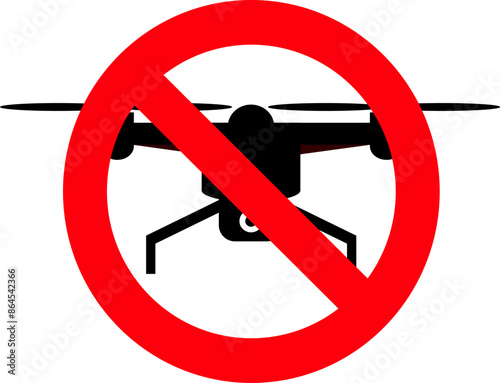 Red and white sign no drones allowed in this area. Illustration made June 26th, 2024, Zurich, Switzerland.