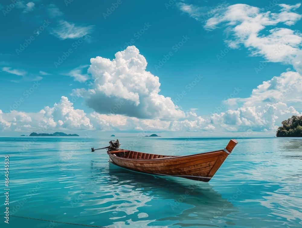Small boat on calm water Small boat on calm water