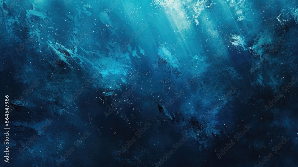blue and black background texture, underwater ocean illustration in abstract design, light corner and border grunge blue and black background texture, underwater ocean illustration in abstract design, light corner and border grunge