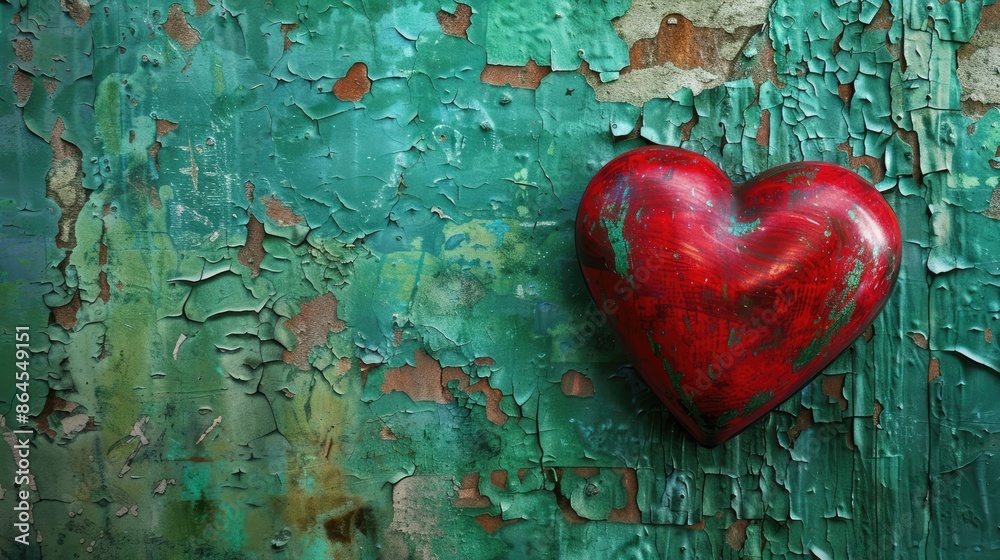 Love symbol and heart shape on a green backdrop Love symbol and heart shape on a green backdrop