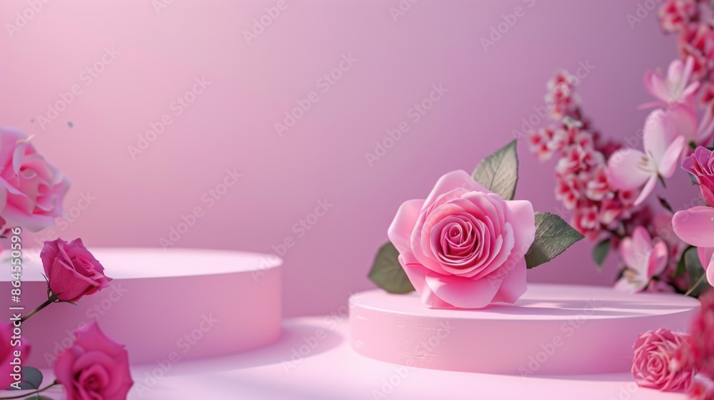 Pink Rose on White Platform