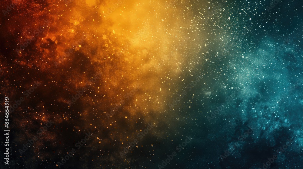 Naklejka premium Grainy background abstract dark orange yellow blue color gradient black noise texture banner poster header backdrop design