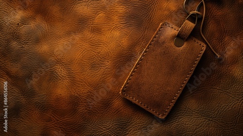 Plakat w ramie Suede background with a leather tag