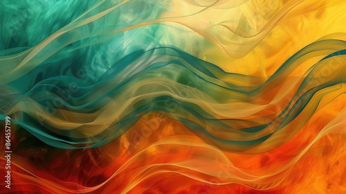 Orange teal blue green brown yellow bronze grainy background abstract colors wave banner design copy space