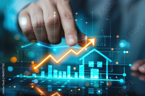 real estate investment graph growing upward.