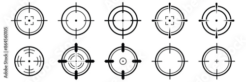 Set of Target aim Crosshair icon collection with white background. Scope aim icons. Circular crosshairs. Vector illustration.