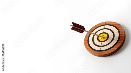 dart hitting target isolated on white background