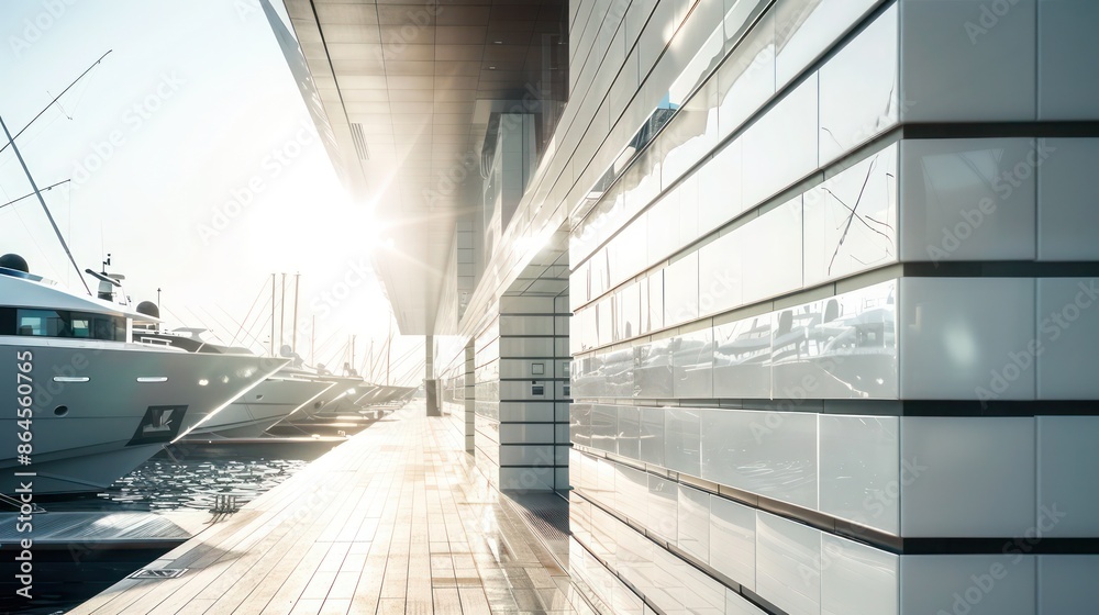 luxury yacht club with a facade of smooth white bricks, reflecting the sunlight and creating a bright, welcoming atmosphere for members and guests luxury yacht club with a facade of smooth white bricks, reflecting the sunlight and creating a bright, welcoming atmosphere for members and guests