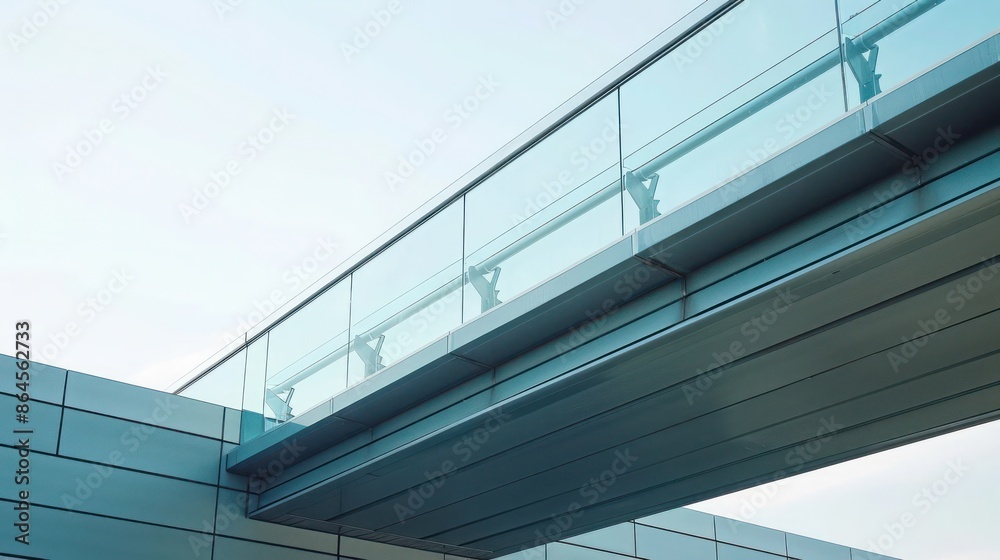 modern bridge architecture showcasing a combination of glass and aluminum siding under a clear sky modern bridge architecture showcasing a combination of glass and aluminum siding under a clear sky