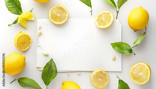 fresh lemon around the edge of a piece of white paper