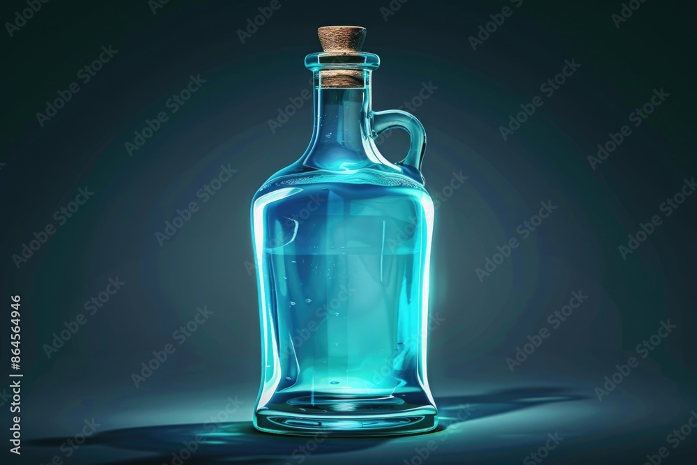 Blue glass bottle with cork stopper Blue glass bottle with cork stopper