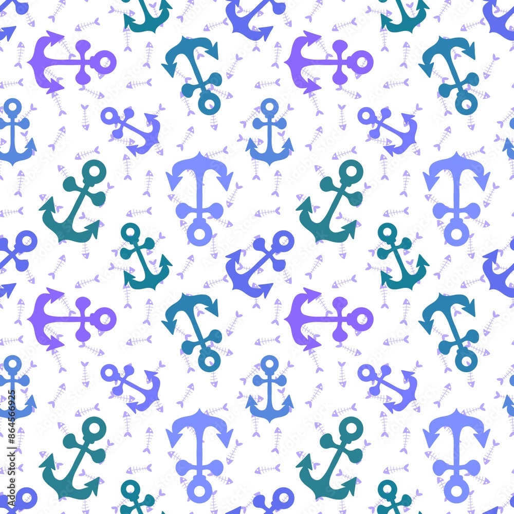 Summer sea anchors seamless pattern for fabrics and clothes and wrapping paper Summer sea anchors seamless pattern for fabrics and clothes and wrapping paper