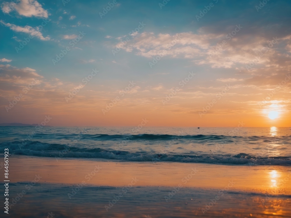 beautiful sunset at the beach, high ligth blue beautiful sunset at the beach, high ligth blue
