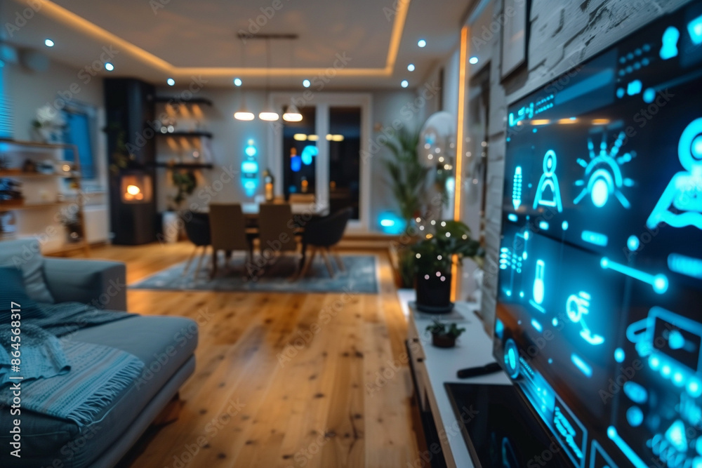 Smart Home Interior with Advanced Digital Interface Smart Home Interior with Advanced Digital Interface