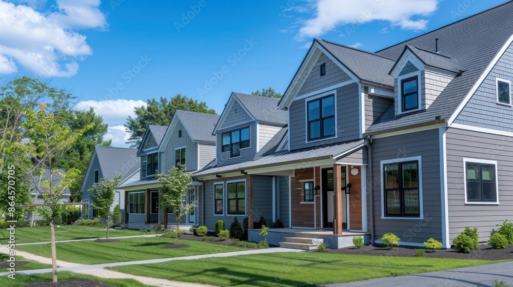 sustainable housing development with all homes featuring energy-efficient aluminum siding, reducing carbon footprints and promoting green living
