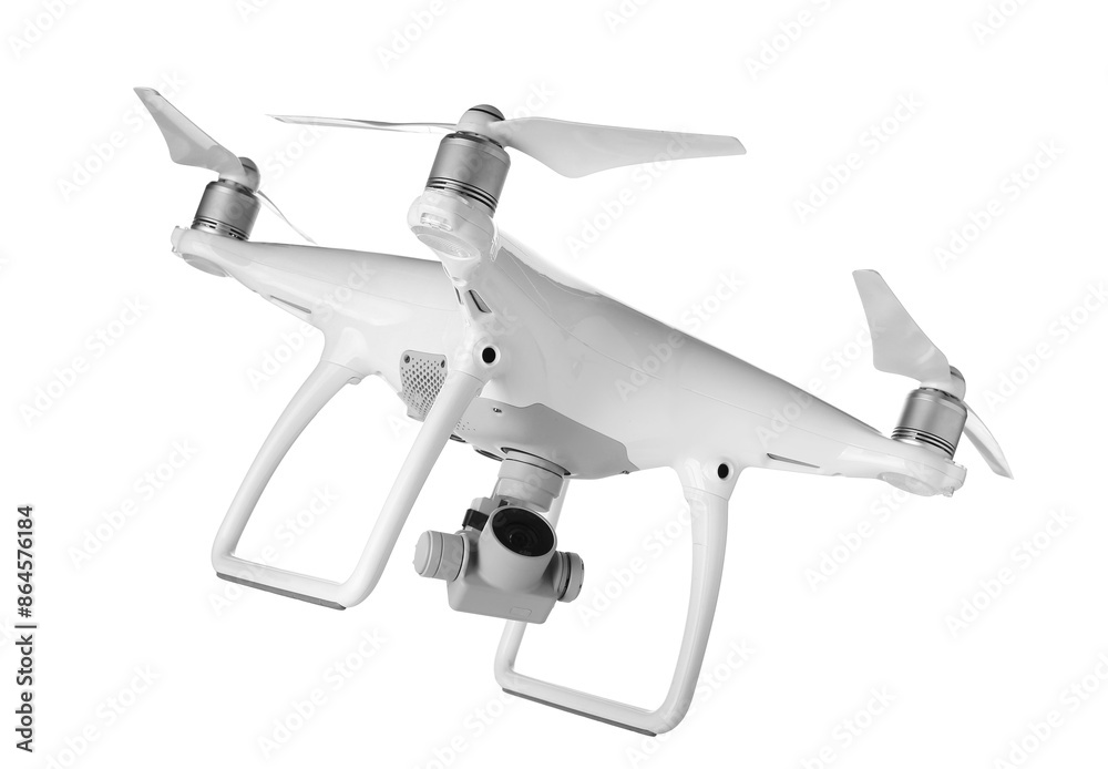 Modern flying quadcopter isolated on white background Modern flying quadcopter isolated on white background