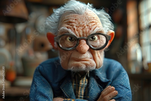 Cartoon of an angry older man
