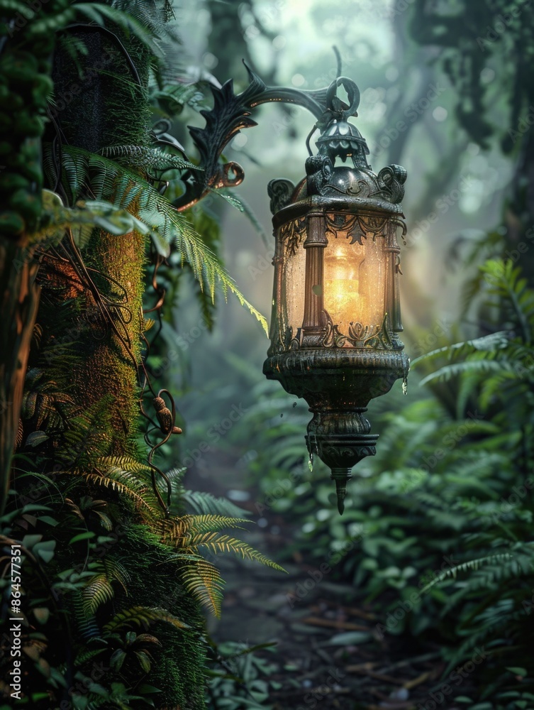 Lantern hanging from tree