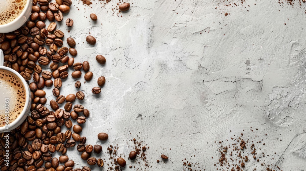Coffee beans on a white gray background Coffee beans on a white gray background