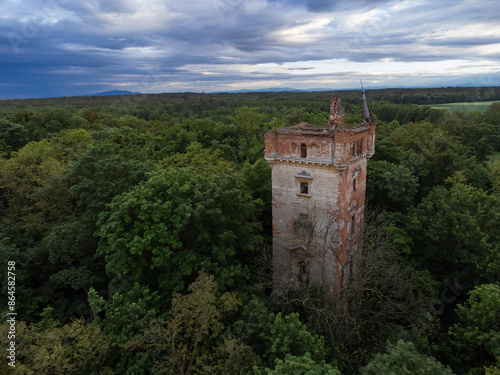 Obraz na płótnie ruins of a tower in the forest w salonie