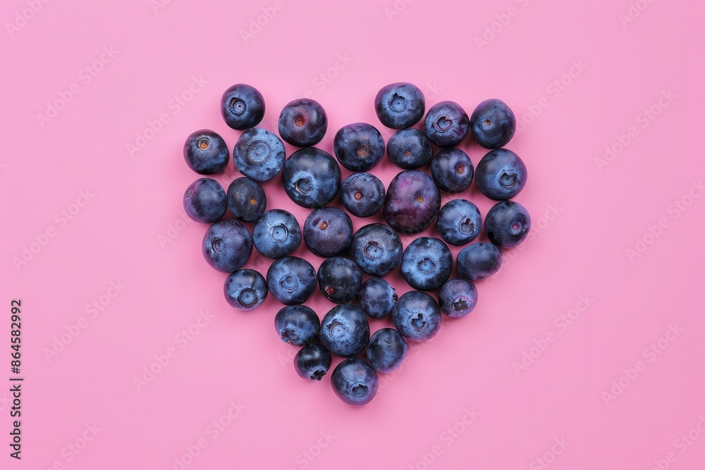 heartshaped arrangement of fresh blueberries on soft pink background highcontrast lighting macro detail of fruit textures clean and minimalist composition heartshaped arrangement of fresh blueberries on soft pink background highcontrast lighting macro detail of fruit textures clean and minimalist composition