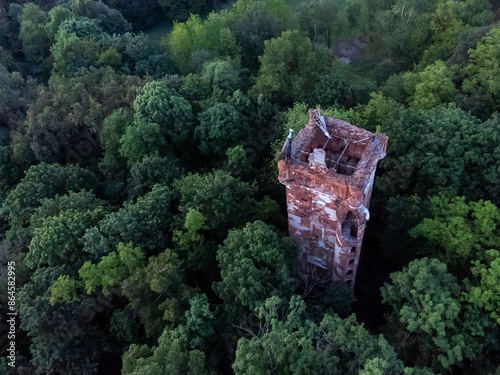 Obraz na płótnie ruins of a tower in the forest w salonie