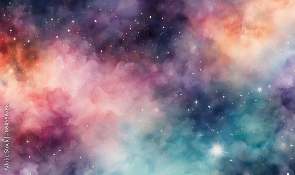 Watercolor painting of a twilight sky filled with innumerable stars, shimmering and sparkling, creating a breathtakingly beautiful scene beyond imagination. Watercolor painting of a twilight sky filled with innumerable stars, shimmering and sparkling, creating a breathtakingly beautiful scene beyond imagination.