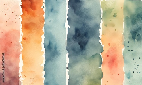 Bold multicolored watercolor brush strokes on paper, creating a vivid and dynamic artistic expression that adds vibrancy and energy to any creative project or design. photo