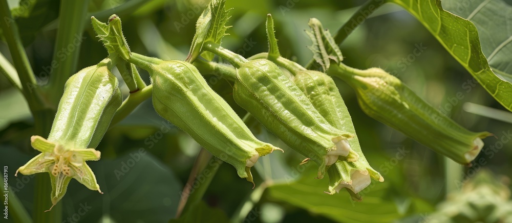Okra, scientifically named Abelmoschus esculentus, commonly referred to as ladies' fingers or ochro in many English-speaking regions, belongs to the mallow family. Copy space image Okra, scientifically named Abelmoschus esculentus, commonly referred to as ladies' fingers or ochro in many English-speaking regions, belongs to the mallow family. Copy space image