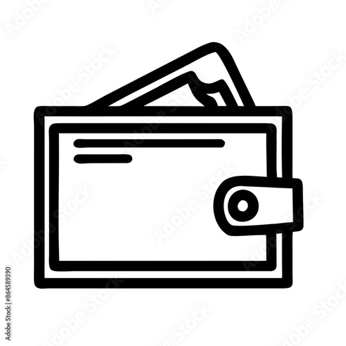 Minimalist black and white wallet icon, financial and accessory representation