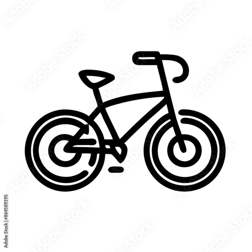 Minimalist black and white bicycle icon, transportation and fitness representation