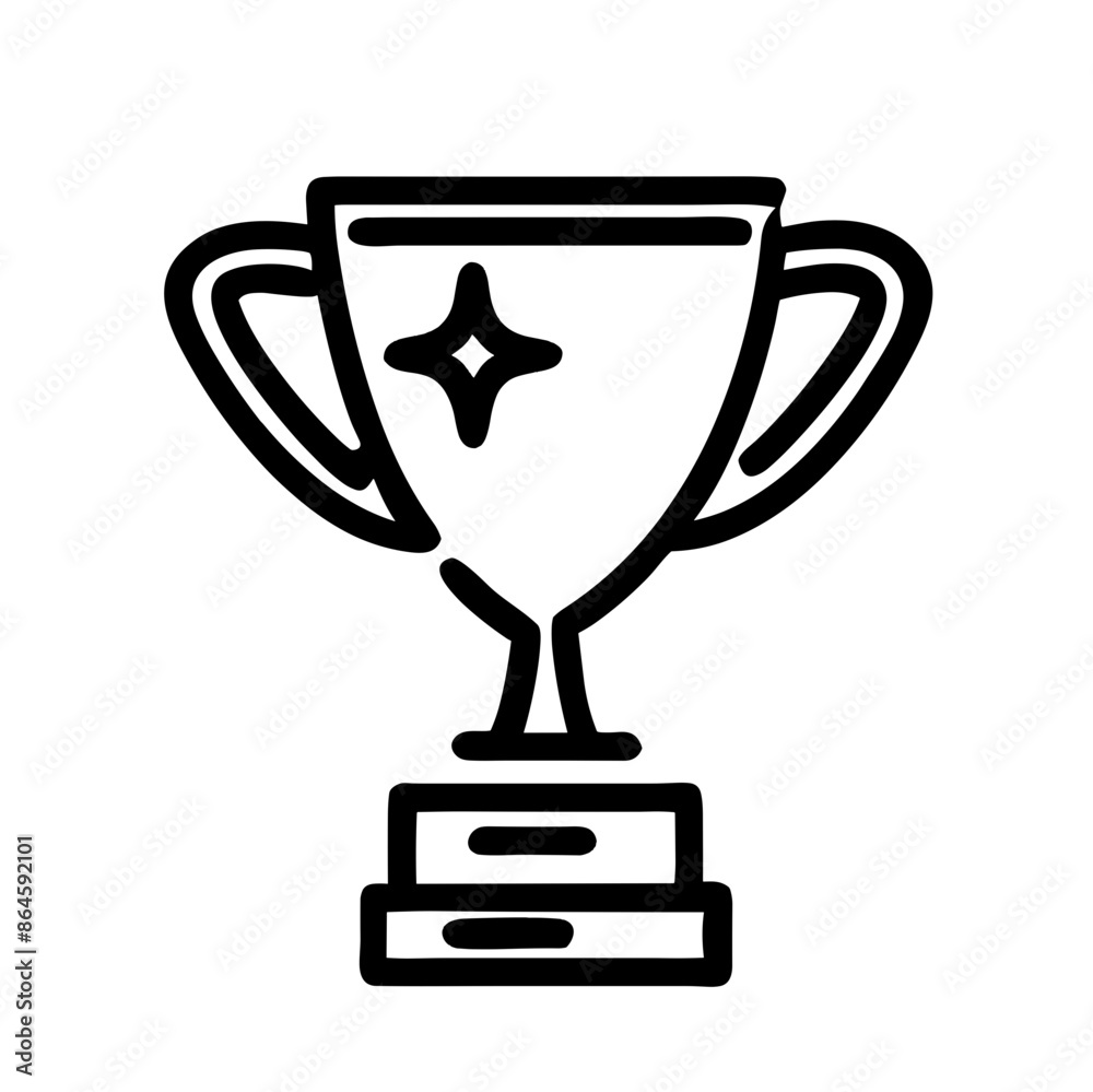 Minimalist Trophy Icon, Black and White, Represents Achievement and Success Minimalist Trophy Icon, Black and White, Represents Achievement and Success