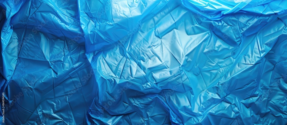 Obraz premium Texture of a blue plastic bag suitable as a background with copy space image.
