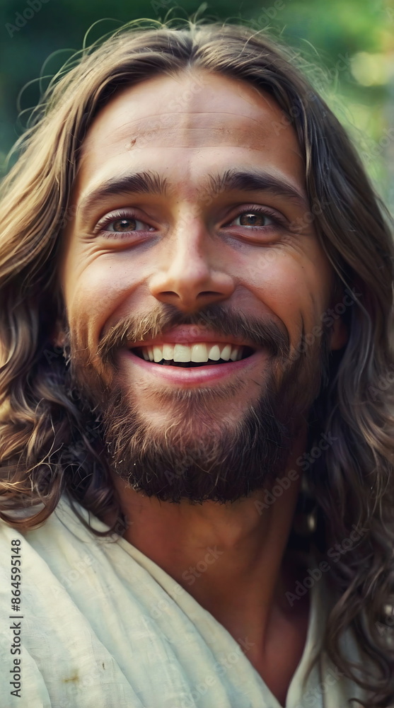 Portrait of Jesus Christ, Handsome bearded man, religious portrait, Christianity, holy background