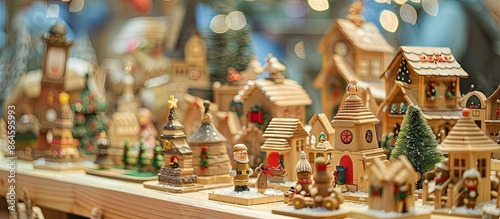 Wallpaper Mural Craftsmen's fair displaying a variety of beautifully crafted handmade toys for Christmas and New Year with copy space image. Torontodigital.ca