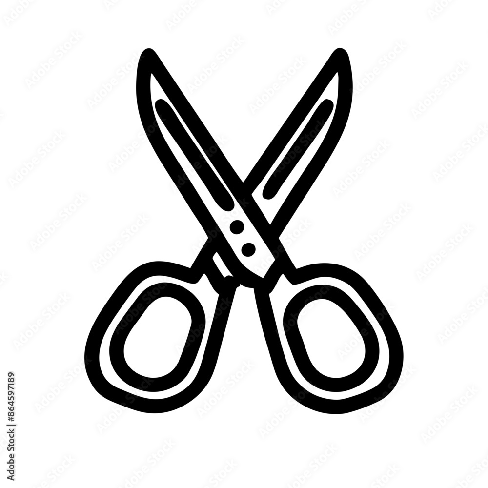 Minimalist black and white scissors icon Minimalist black and white scissors icon