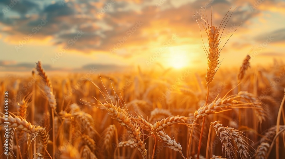 Golden Wheat Field Under Bright Sky Golden Wheat Field Under Bright Sky
