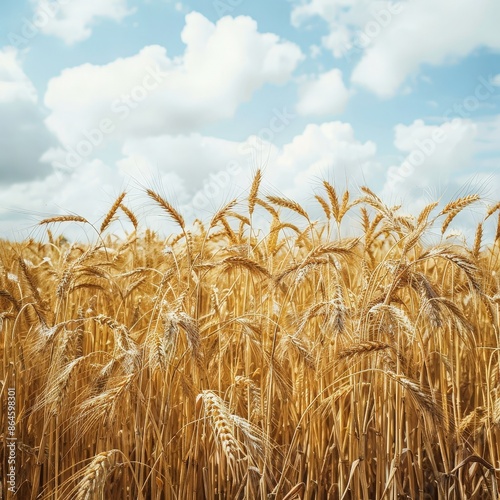 Golden Wheat Field Under Bright Sky