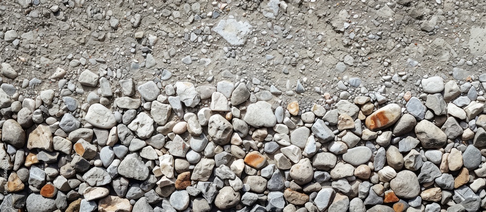 Background of a wall pattern consisting of grey gravel and concrete with copy space image available. Background of a wall pattern consisting of grey gravel and concrete with copy space image available.