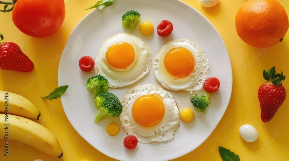 Fried Eggs on White Plate Fried Eggs on White Plate
