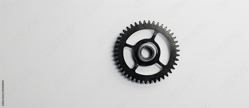 A detailed shot of a gear against a white backdrop offers ample copy space for customization. A detailed shot of a gear against a white backdrop offers ample copy space for customization.