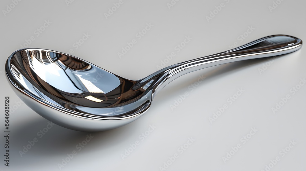 Medium Shot of a Reflective Silver Spoon Medium Shot of a Reflective Silver Spoon