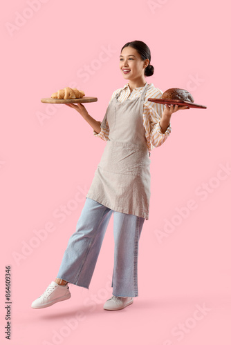 Female Asian baker with fre...