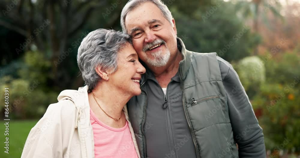 Senior couple, face and hug at park for care, love or smile for bonding in retirement on walk in morning. Elderly man, woman and embrace in portrait for connection, happy and outdoor in New Orleans Senior couple, face and hug at park for care, love or smile for bonding in retirement on walk in morning. Elderly man, woman and embrace in portrait for connection, happy and outdoor in New Orleans