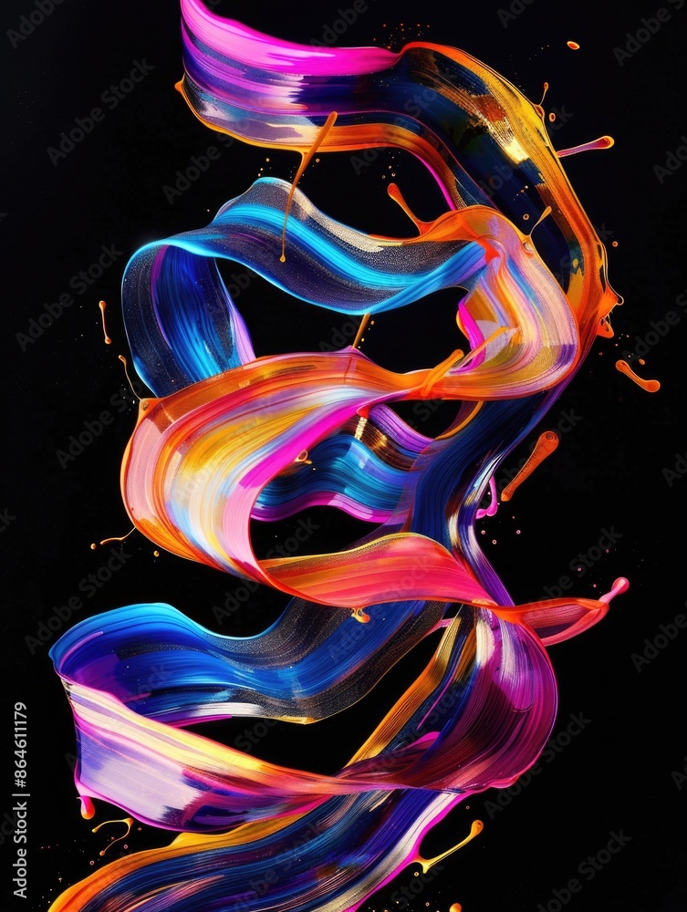 Obraz premium Colorful painting on black background
